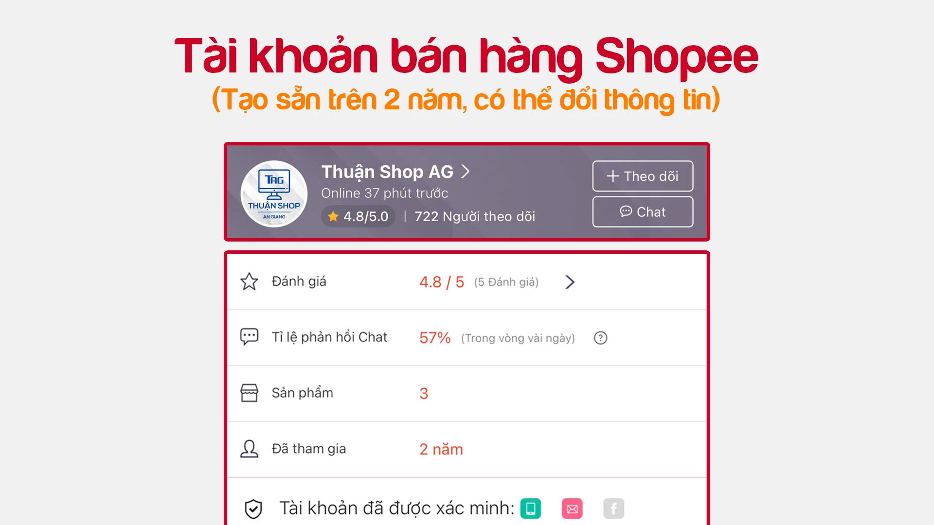 Tài khoản bán hàng Shopee